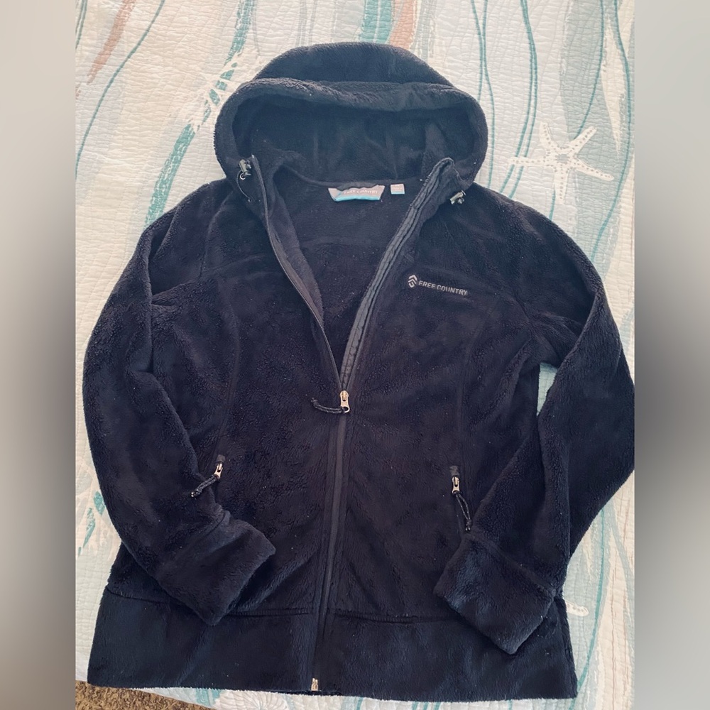 Free Country Black super soft Fleece Jacket size Medium